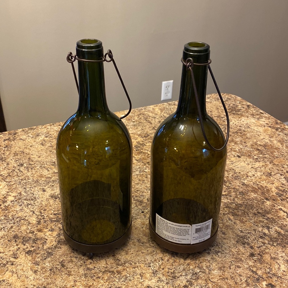 2 Yankee candle tea light holder wine bottles